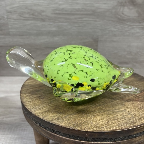 Fifth Avenue Crystal ltd Hand Blown Turtle Figurine Paperweight Green 7" Long - Picture 5 of 11